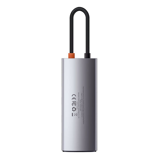 Hub USB-C Baseus Metal Gleam, 3 x USB-A 3.0 - 1 x USB-C - 1 x HDMI, Harmaa CAHUB-CX0G