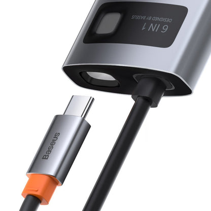 Baseus Metal Gleam USB-C -keskitin, 3 x USB-A 3.0 - 1 x USB-C - 1 x HDMI - 1 x RJ45, Harmaa CAHUB-CW0G