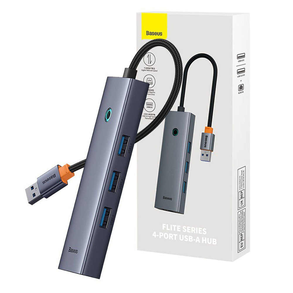 Hub USB Baseus UltraJoy, 3 x USB-A 3.0 - 1 x RJ45, Harmaa B0005280A813-01