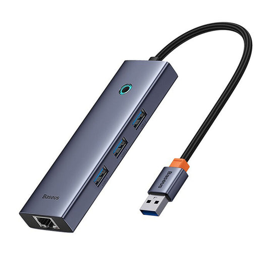 Hub USB Baseus UltraJoy, 3 x USB-A 3.0 - 1 x RJ45, Harmaa B0005280A813-01