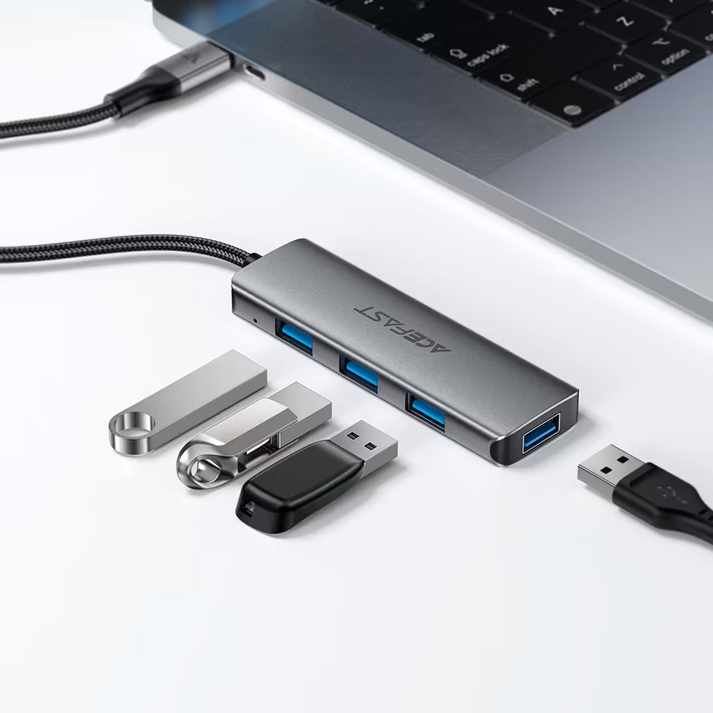 Hub USB-C Acefast J15, 4in1, Harmaa