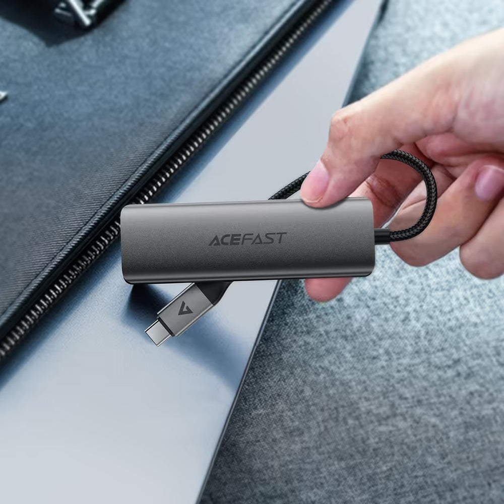 Hub USB-C Acefast J15, 4in1, Harmaa