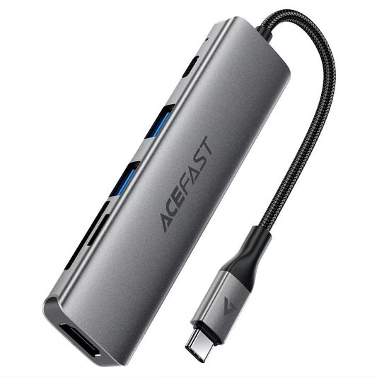 USB-C Acefast J18 -keskitin, 6in1, Harmaa