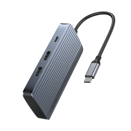 Hub USB-C Anker, 1 x USB-A 3.2 - 3 x USB-A - 1 x USB-C - 2 x HDMI, Harmaa A83740A2