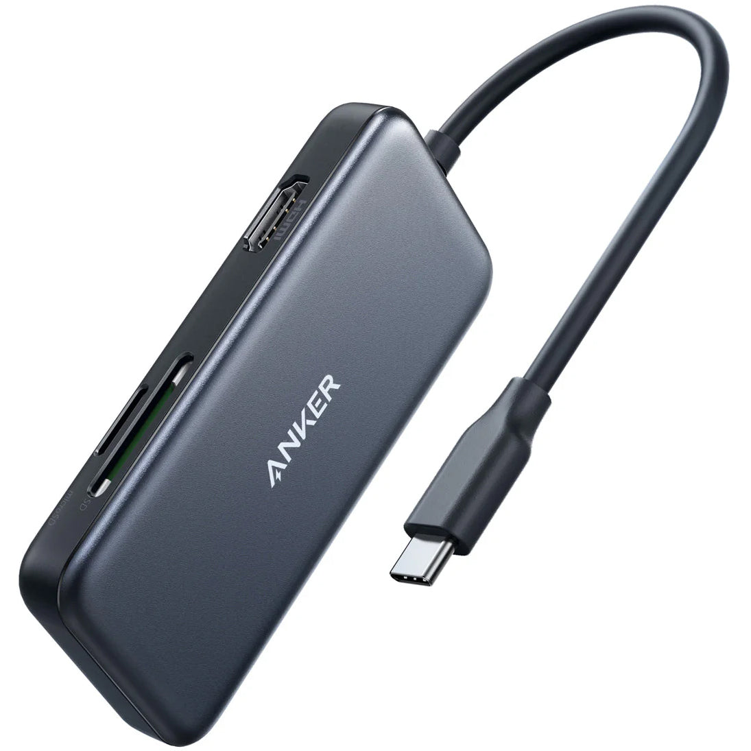 Hub USB-C Anker, 2 x USB-A 3.0 - 1 x HDMI - 1 x SD - 1 x microSD, Musta A8334HA1