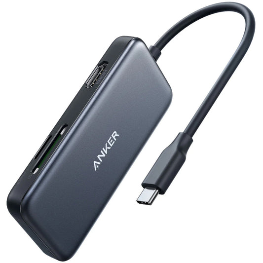 Hub USB-C Anker, 2 x USB-A 3.0 - 1 x HDMI - 1 x SD - 1 x microSD, Musta A8334HA1
