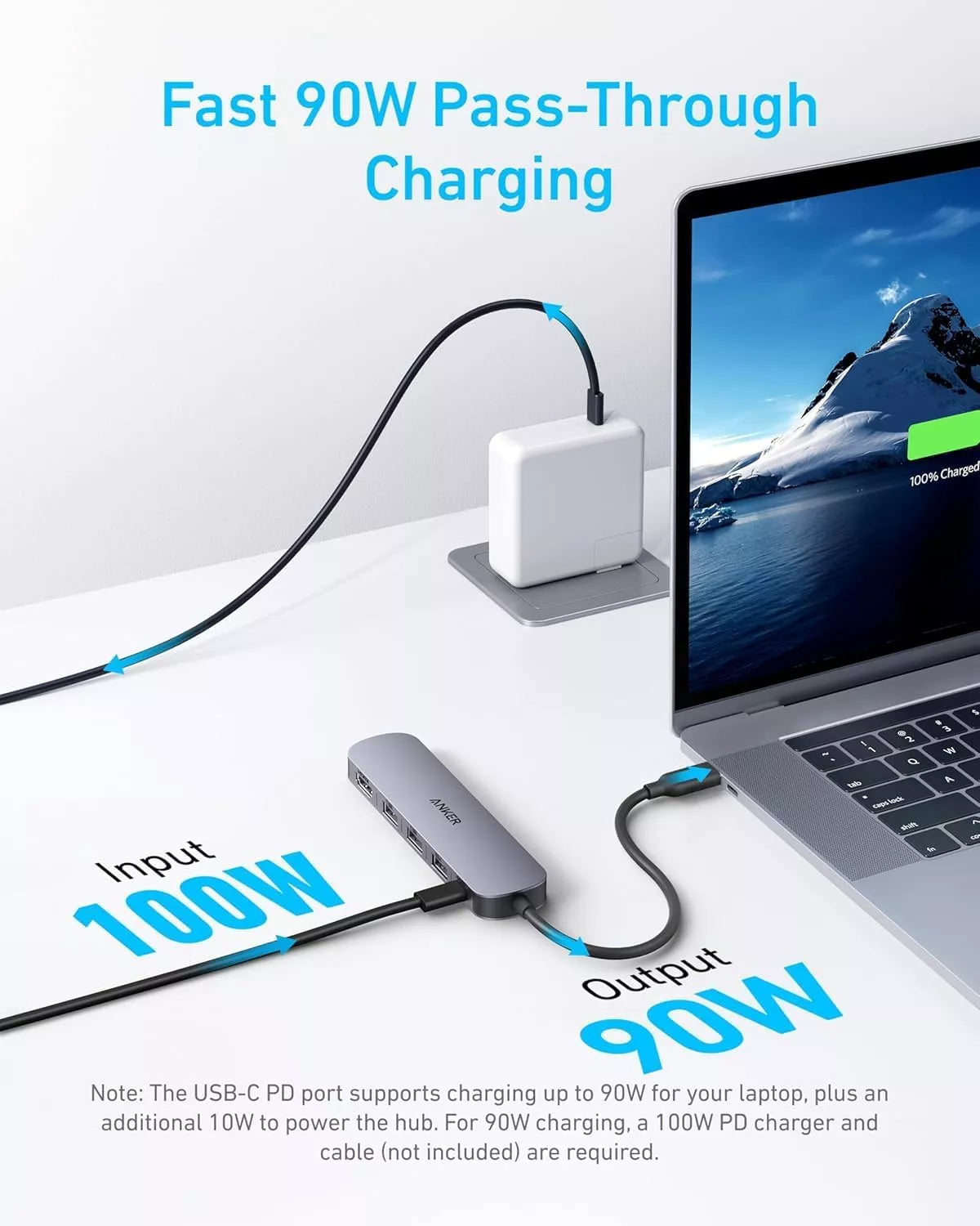 Anker USB-C -keskitin, 2 x USB-A - 1 x USB-A 3.0 - 1 x USB-C - 1 x HDMI, Harmaa A8357HA0
