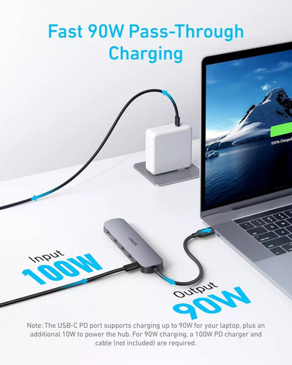 Anker USB-C -keskitin, 2 x USB-A - 1 x USB-A 3.0 - 1 x USB-C - 1 x HDMI, Harmaa A8357HA0