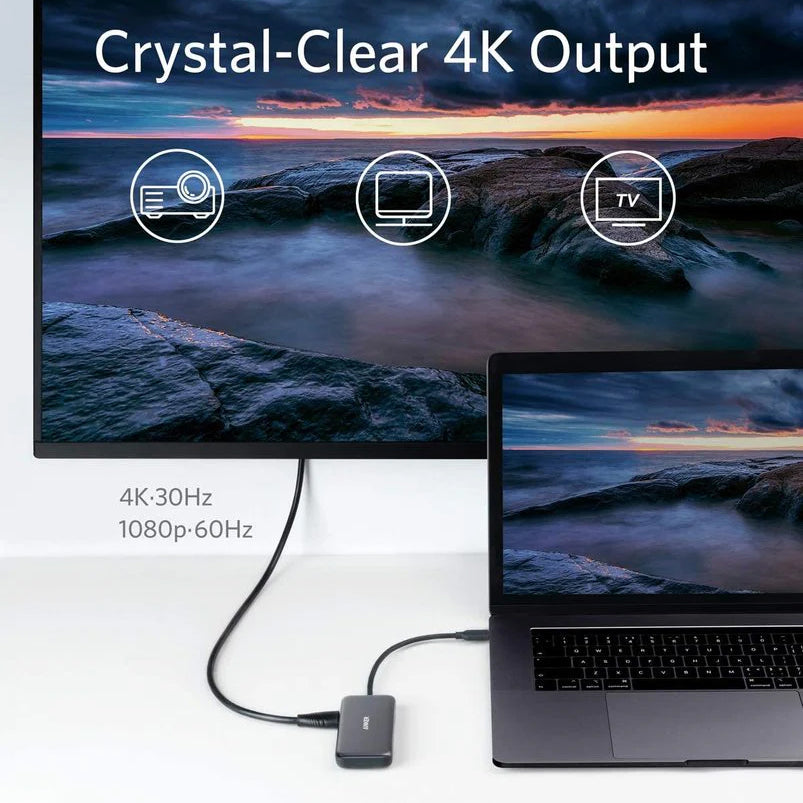 Hub USB-C Anker, 2 x USB-A 3.0 - 1 x HDMI - 1 x SD - 1 x microSD, Musta A8334HA1