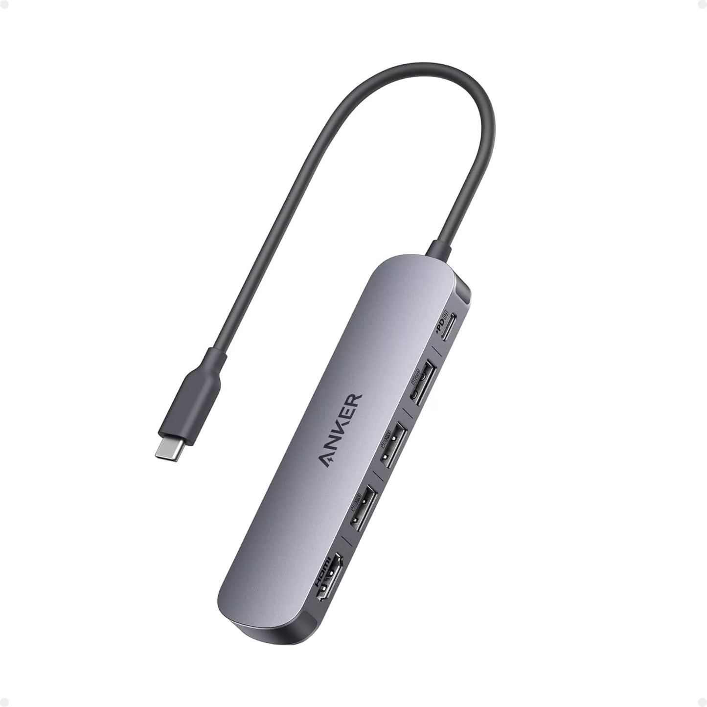 Anker USB-C -keskitin, 2 x USB-A - 1 x USB-A 3.0 - 1 x USB-C - 1 x HDMI, Harmaa A8357HA0