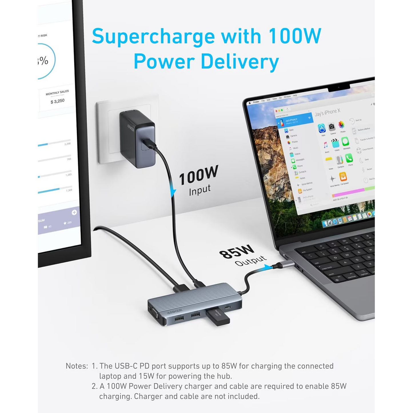 Hub USB-C Anker, 3 x USB-A 3.0 - 2 x USB-C - 2 x HDMI - 1 x VGA, Harmaa A83790A2
