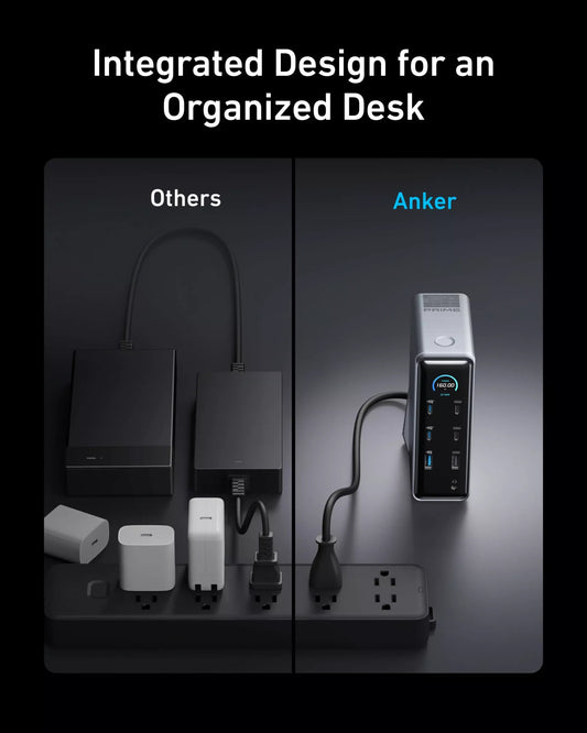 Monitoimihubi Anker Prime 737, 2 x USB-A 3.0 - 3 x USB-A - 5 x USB-C - 2 x HDMI - 1 x Jack 3.5mm - 1 x RJ45, Musta A83B63A1