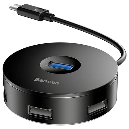 Baseus AirJoy USB-C-keskitin, 3 x USB-A - 1 x USB-A 3.0, musta CAHUB-G01 CAHUB-G01 CAHUB-G01 