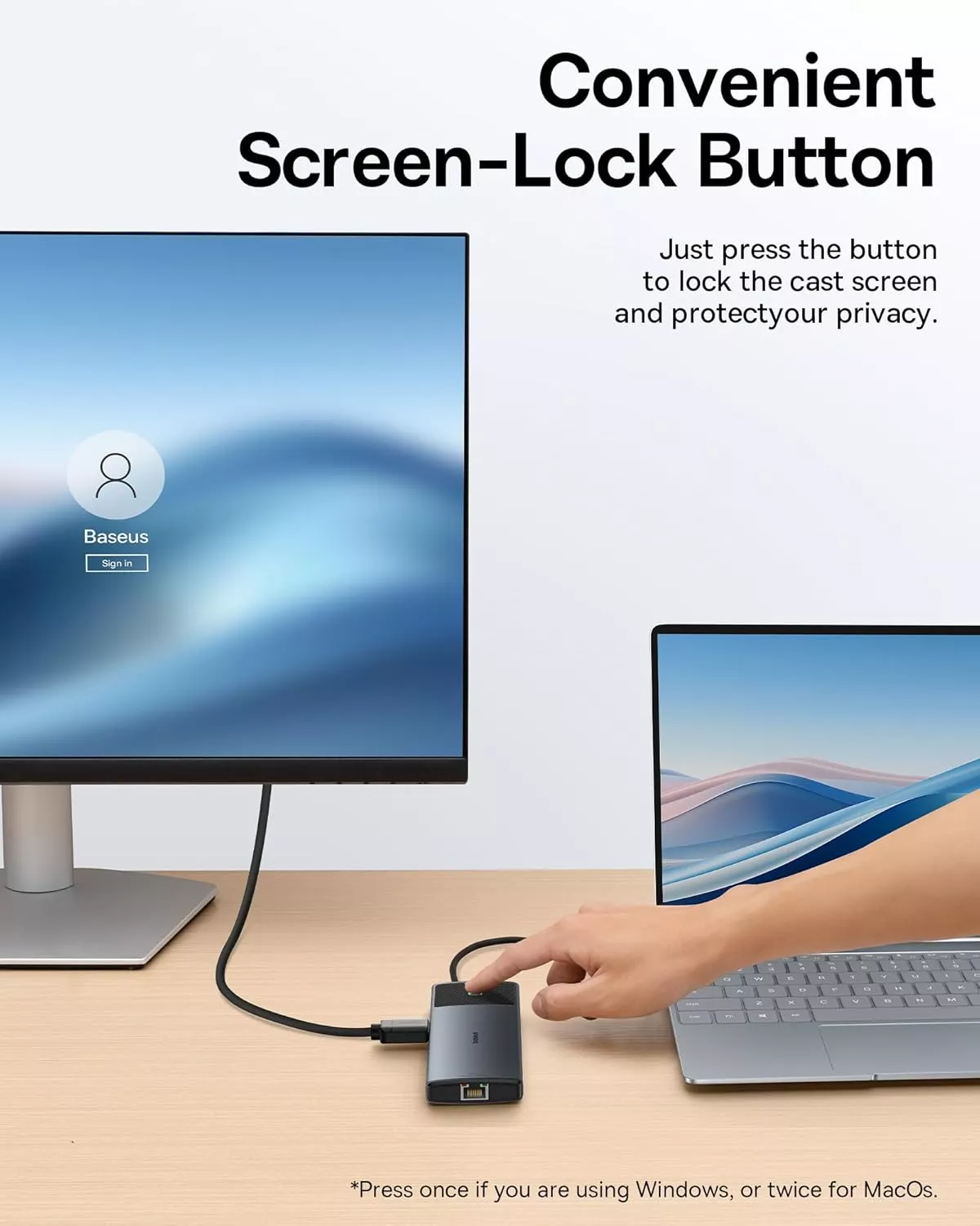 Hub USB-C Baseus Dual Display, 1 x USB-A 3.0 - 2 x USB-A - 2 x USB-C - 2 x HDMI - 1 x RJ45 - 1 x SD - 1 x microSD, Musta B00061800123-01