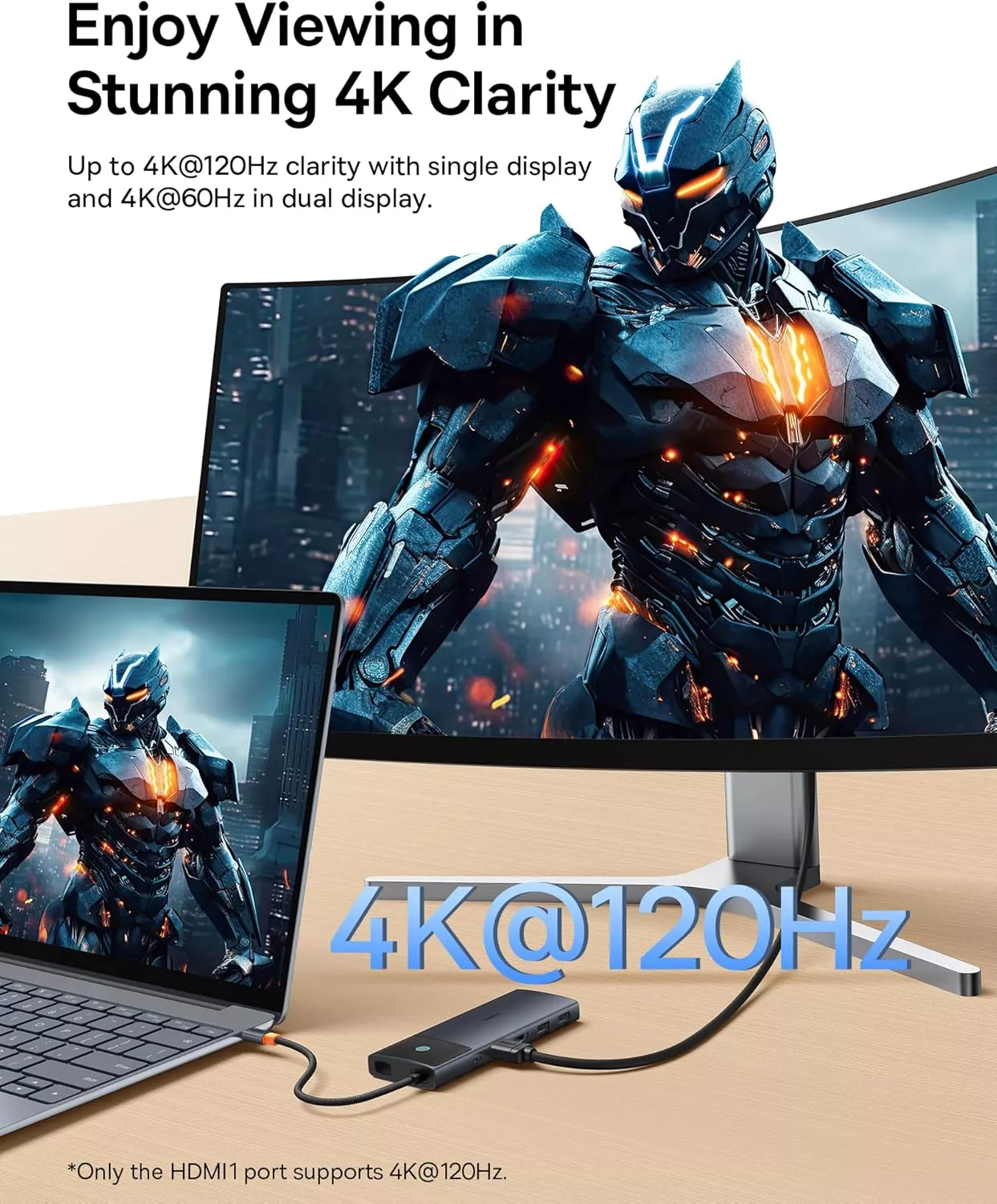 Hub USB-C Baseus Dual Display, 1 x USB-A 3.0 - 2 x USB-A - 2 x USB-C - 2 x HDMI - 1 x RJ45 - 1 x SD - 1 x microSD, Musta B00061800123-01