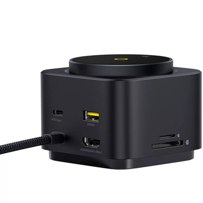 Hub USB-C Baseus MagPro II 7in1, 1 x USB-A - 2 x USB-C - 1 x HDMI - 1 x QI - 1 x SD - 1 x microSD, Musta B00072900121-00