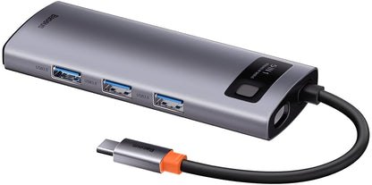 USB-C Hub Baseus Metal Gleam, 3 x USB-A - 1 x USB-C - 1 x HDMI, harmaa WKWG020013 