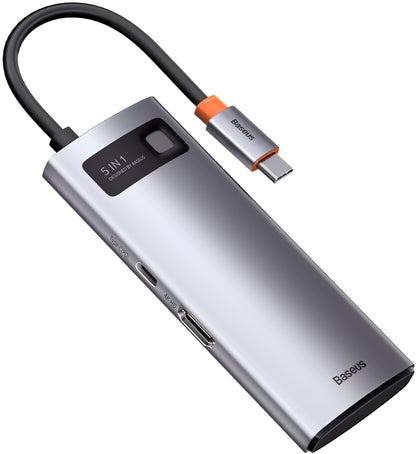 USB-C Hub Baseus Metal Gleam, 3 x USB-A - 1 x USB-C - 1 x HDMI, harmaa WKWG020013 