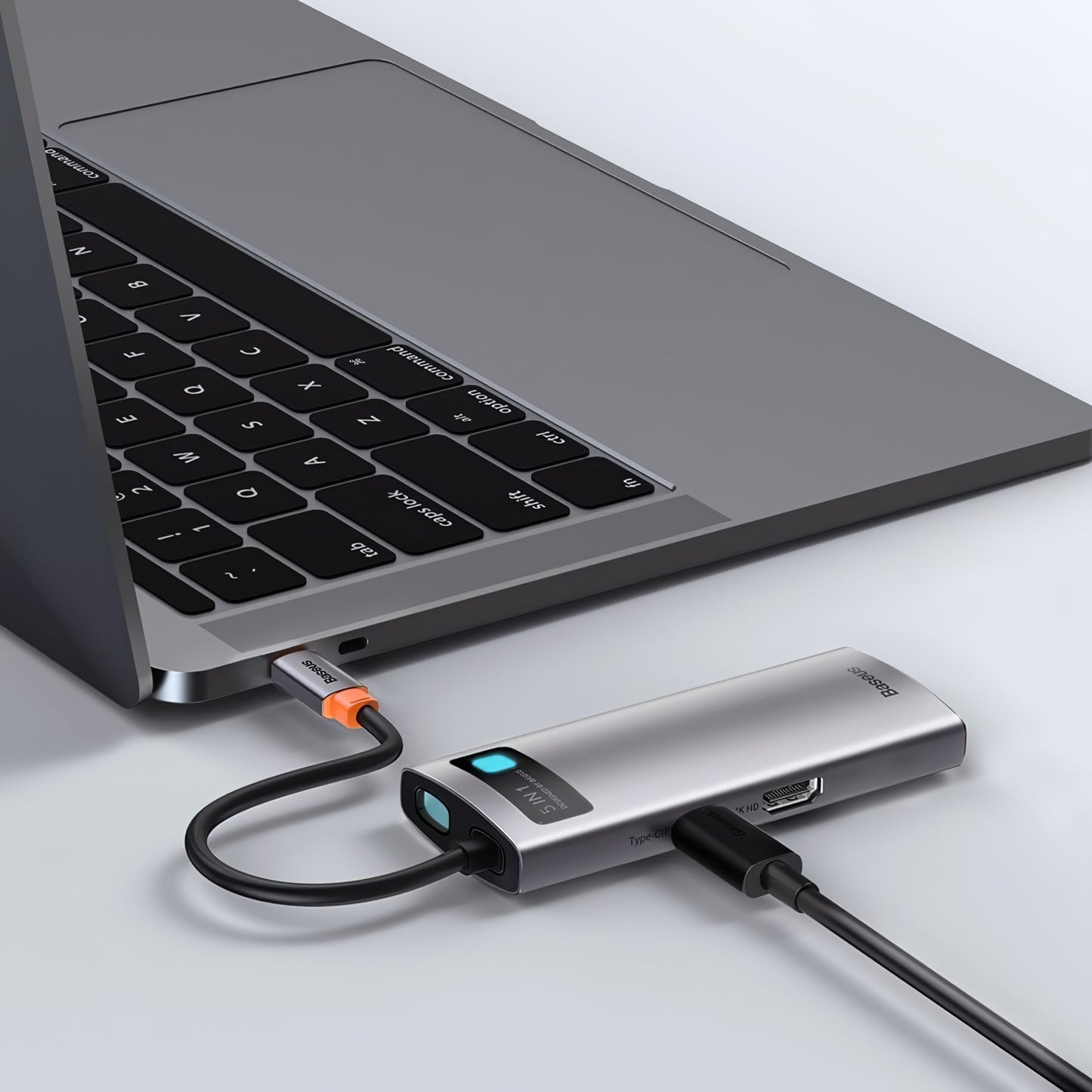 USB-C Hub Baseus Metal Gleam, 3 x USB-A - 1 x USB-C - 1 x HDMI, harmaa WKWG020013 