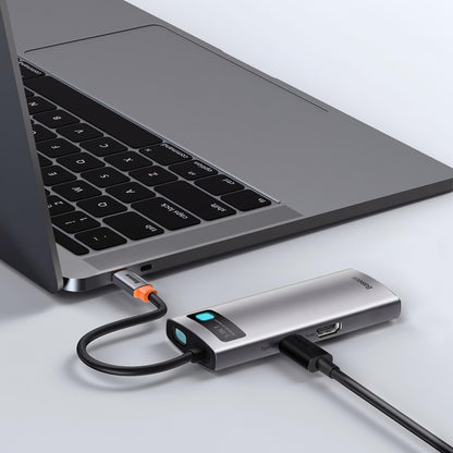 USB-C Hub Baseus Metal Gleam, 3 x USB-A - 1 x USB-C - 1 x HDMI, harmaa WKWG020013 