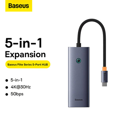 Baseus UltraJoy USB-C Hub, 4 x USB-A 3.0 - 1 x HDMI, Grey B00052809813-00 