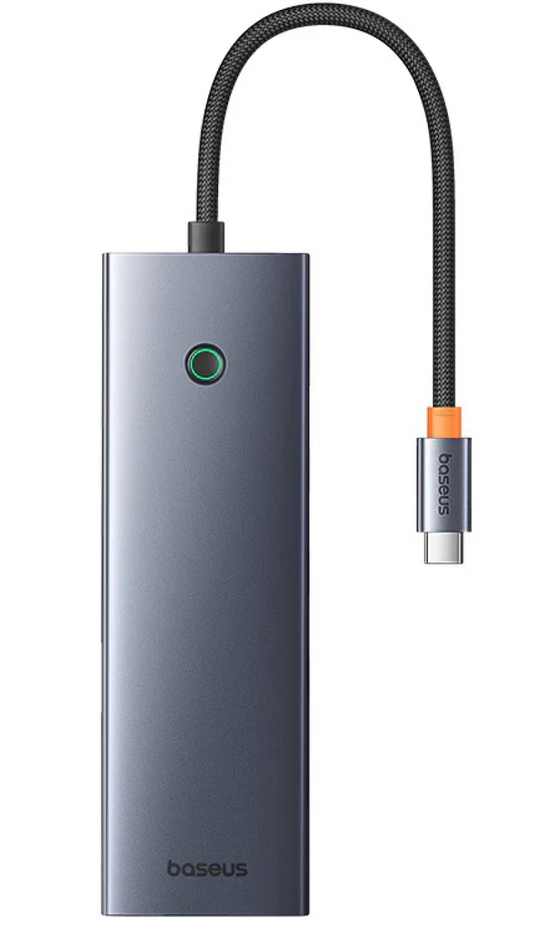 USB-C-keskitin Baseus UltraJoy, 3 x USB-A 3.0 - 1 x USB-C - 1 x HDMI - 1 x VGA - 1 x 3,5 mm Jack - 1 x RJ45 - 1 x SD - 1 x microSD, Harmaa B0005280C811-00
