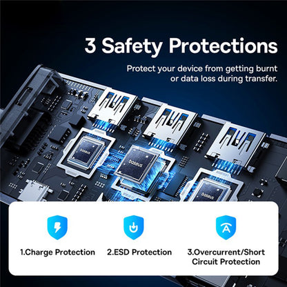 Hub USB-C Baseus UltraJoy, 4 x USB-A 3.0 - 1 x USB-C - 1 x HDMI - 1 x VGA, Harmaa B00052803811-01