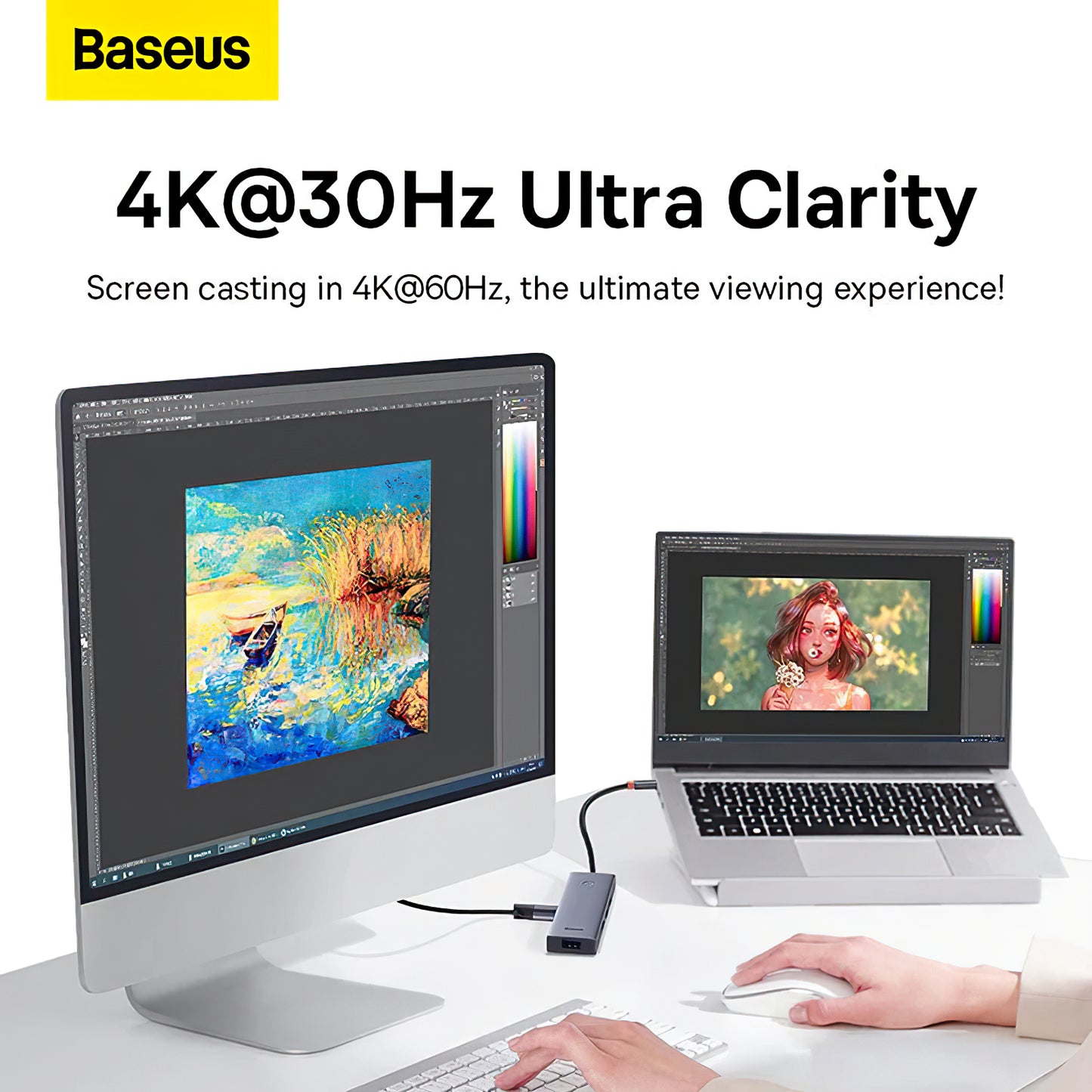 Baseus UltraJoy USB-C Hub, 4 x USB-A 3.0 - 1 x HDMI, Grey B00052809813-00 