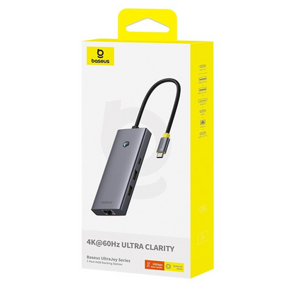 Hub USB-C Baseus UltraJoy, 3 x USB-A 3.0 - 1 x USB-C - 1 x HDMI - 1 x SD - 1 x microSD, Harmaa B00052803811-03