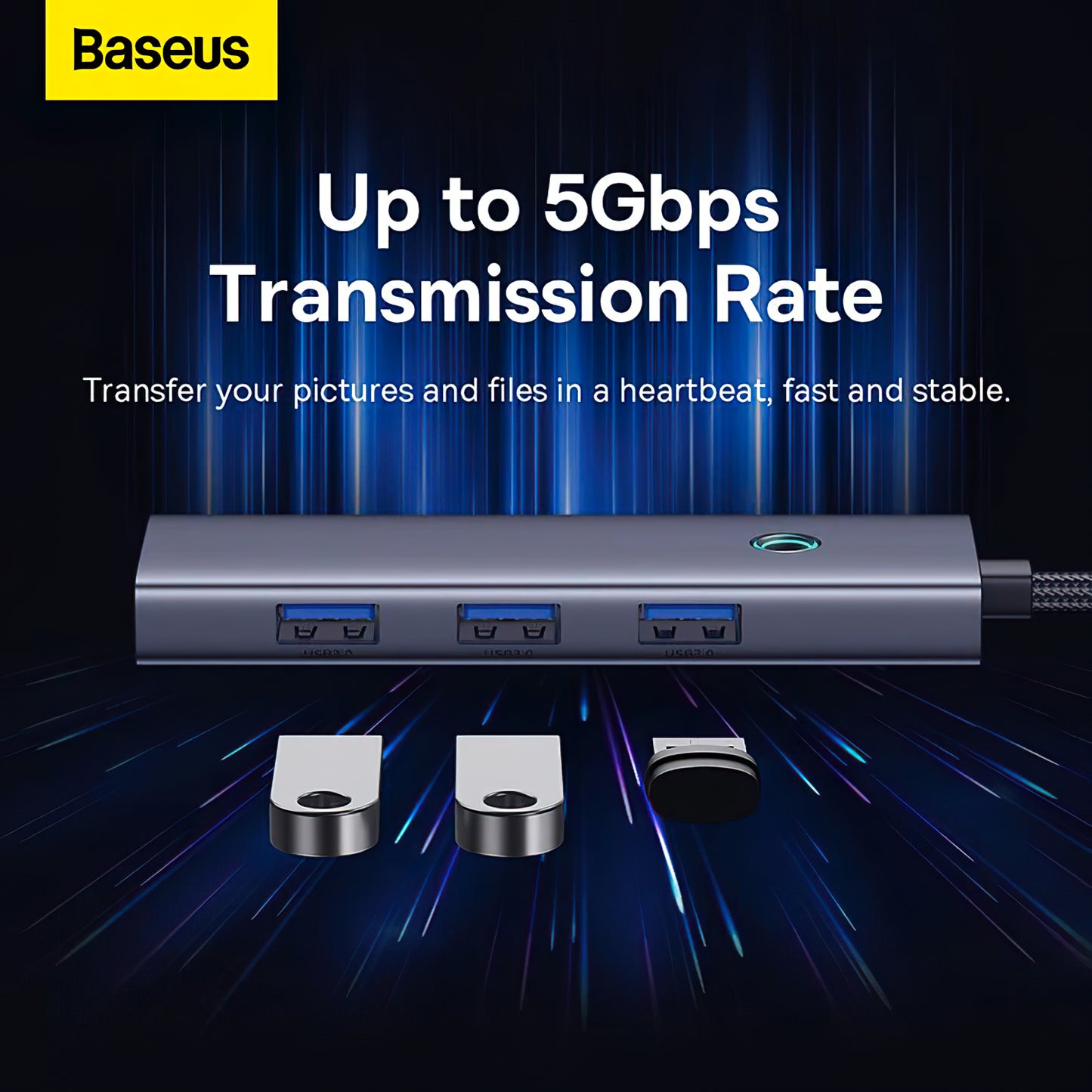 Baseus UltraJoy USB-C Hub, 4 x USB-A 3.0 - 1 x HDMI, Grey B00052809813-00 