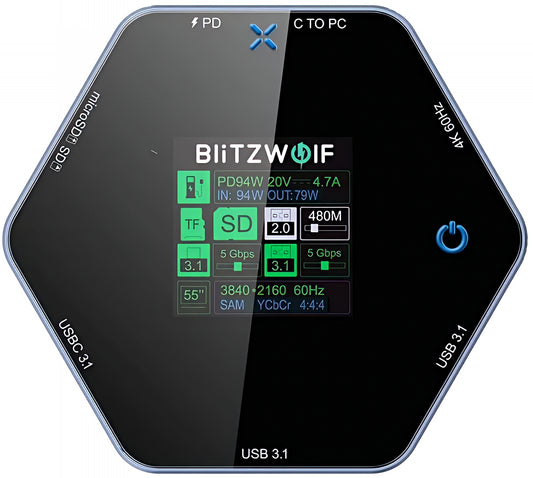 USB-C-hubi BlitzWolf BW-TH16, 8-in-1, Harmaa