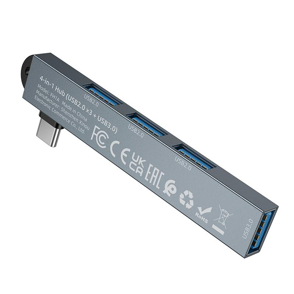 Borofone FH1A USB-C-keskitin, 4-in-1, Harmaa