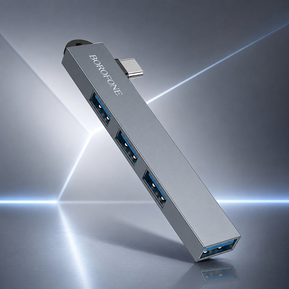 Borofone FH1A USB-C-keskitin, 4-in-1, Harmaa