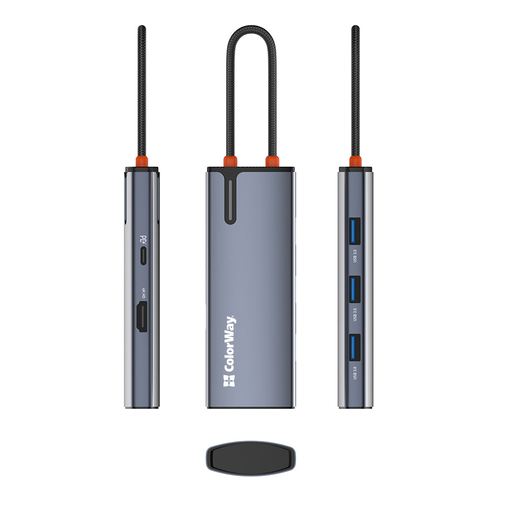 USB-C ColorWay CW-HUB01 Hub, 5in1, Silver