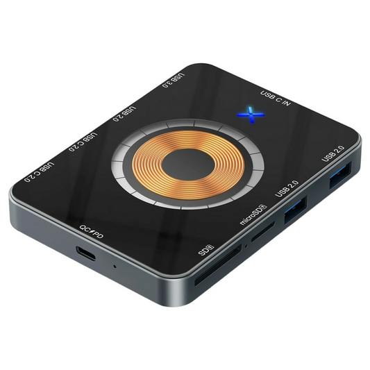 USB-C-hubi langattomalla QI-latauksella OEM YC7209, 10in1, harmaa