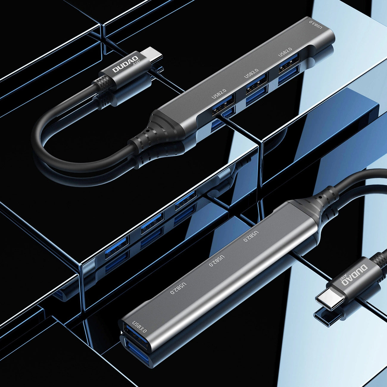 USB-C Hub Dudao A16T, 3 x USB-A - 1 x USB-A 3.0, Black 