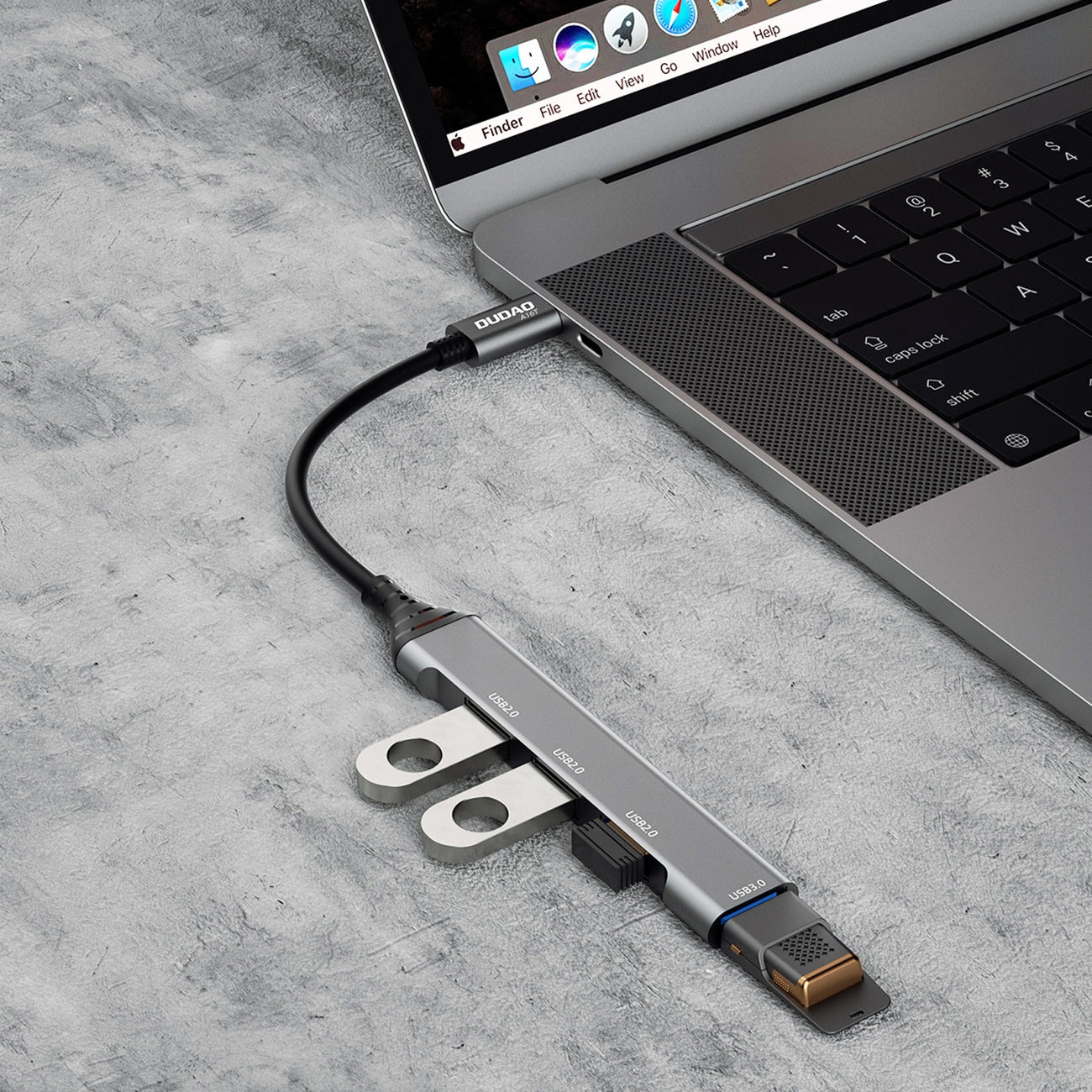 USB-C Hub Dudao A16T, 3 x USB-A - 1 x USB-A 3.0, Black 