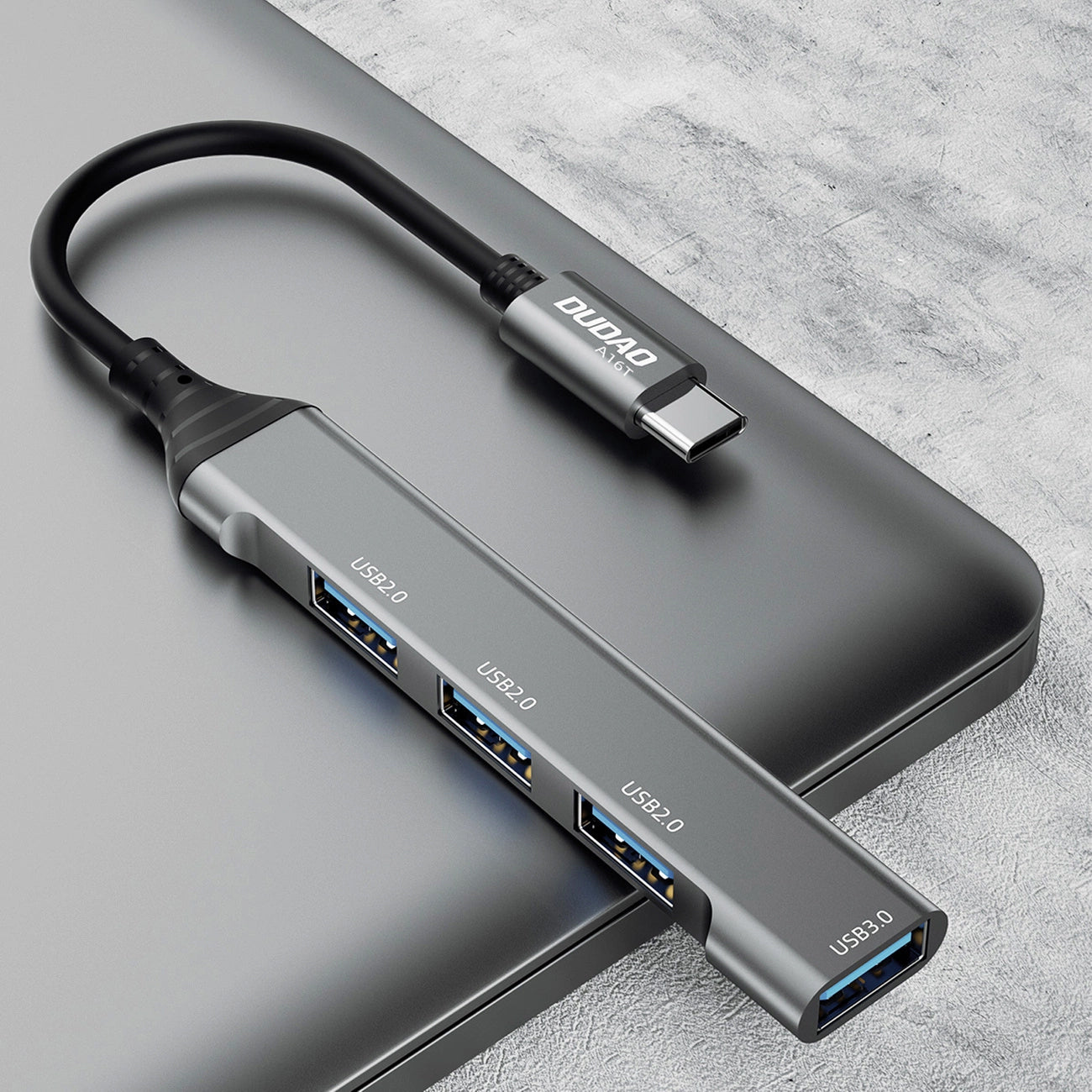 USB-C Hub Dudao A16T, 3 x USB-A - 1 x USB-A 3.0, Black 