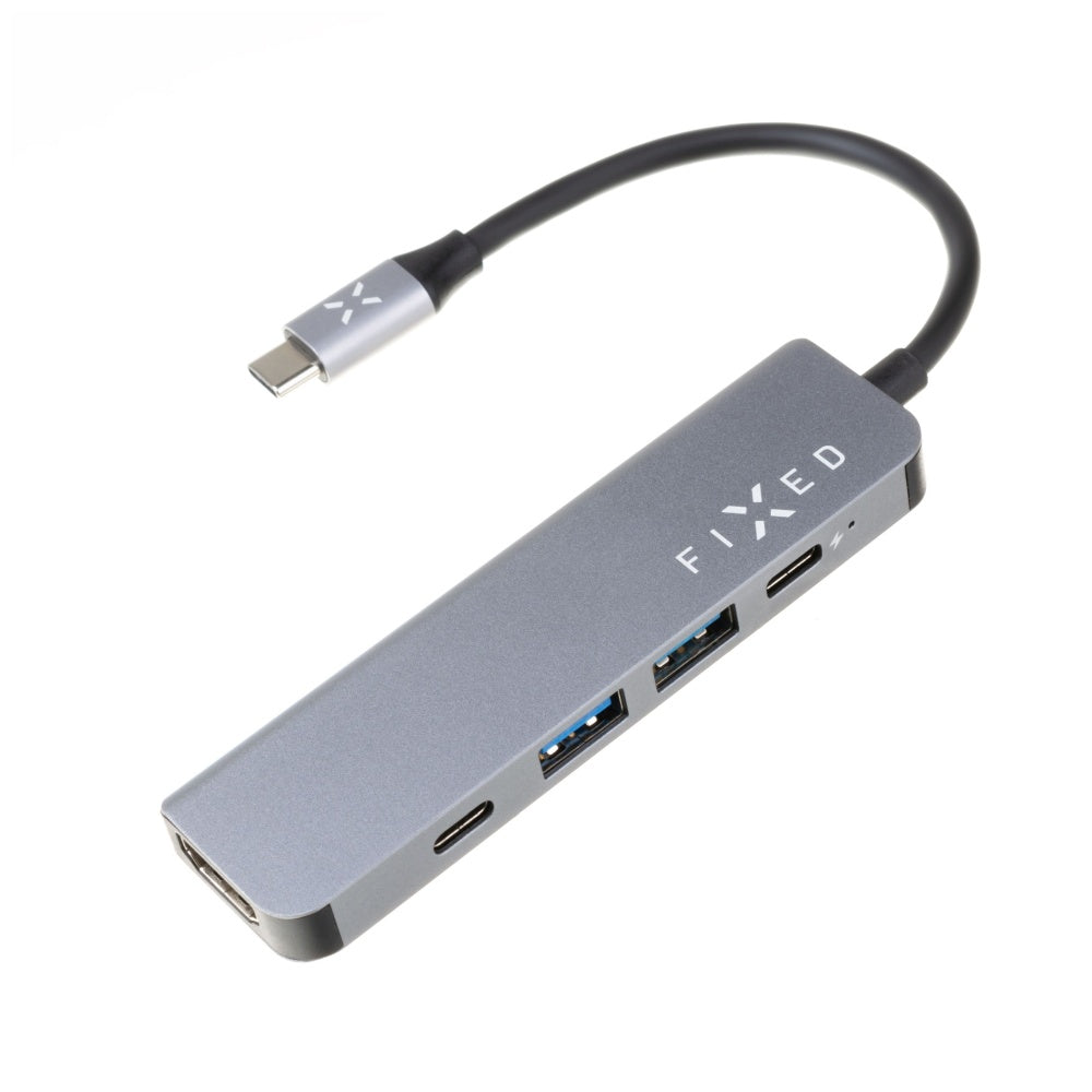 USB-C Fixed -hubi, 4in1, Harmaa
