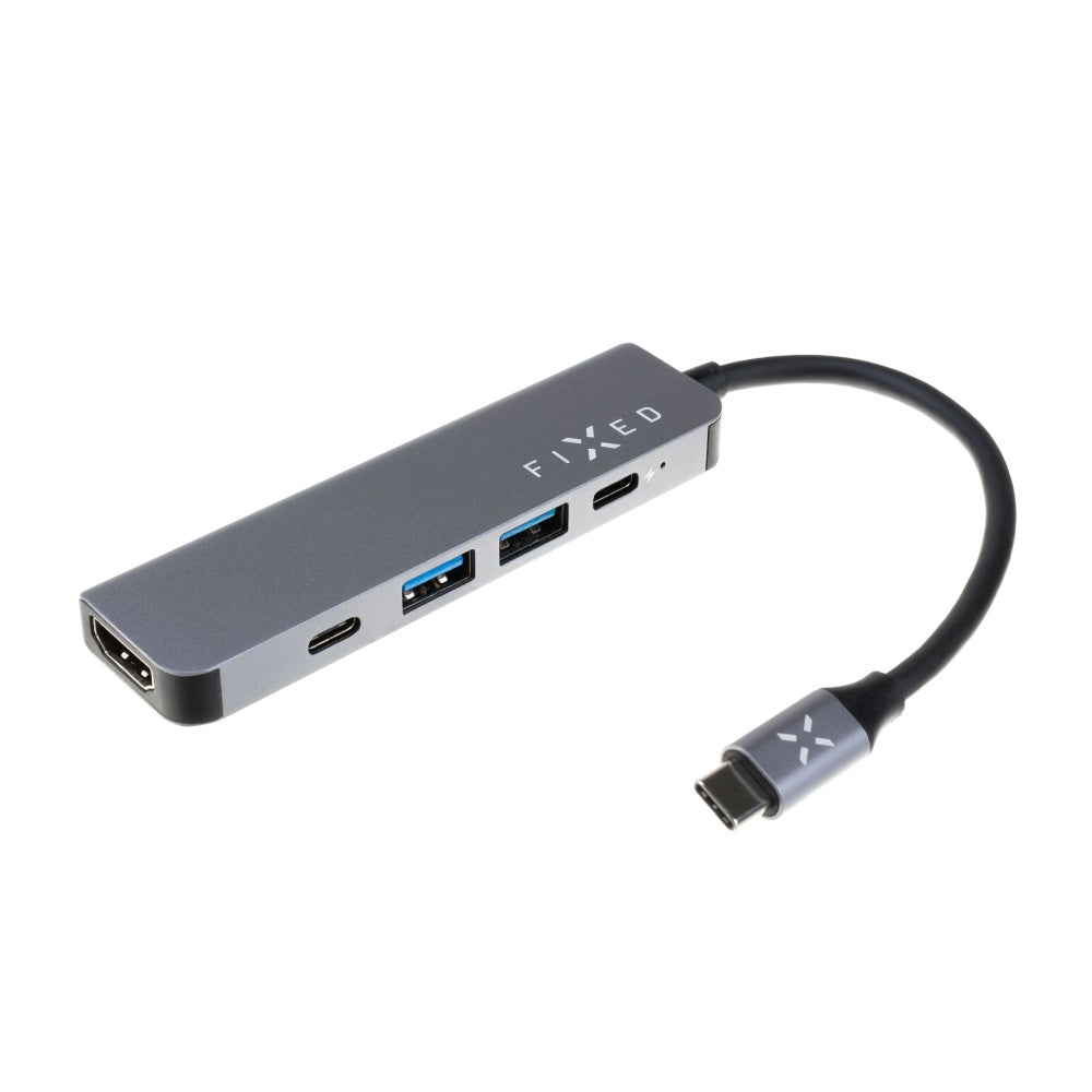 USB-C Fixed -hubi, 4in1, Harmaa