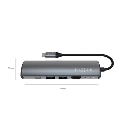 USB-C Fixed Pro -keskitin, 6in1, Harmaa