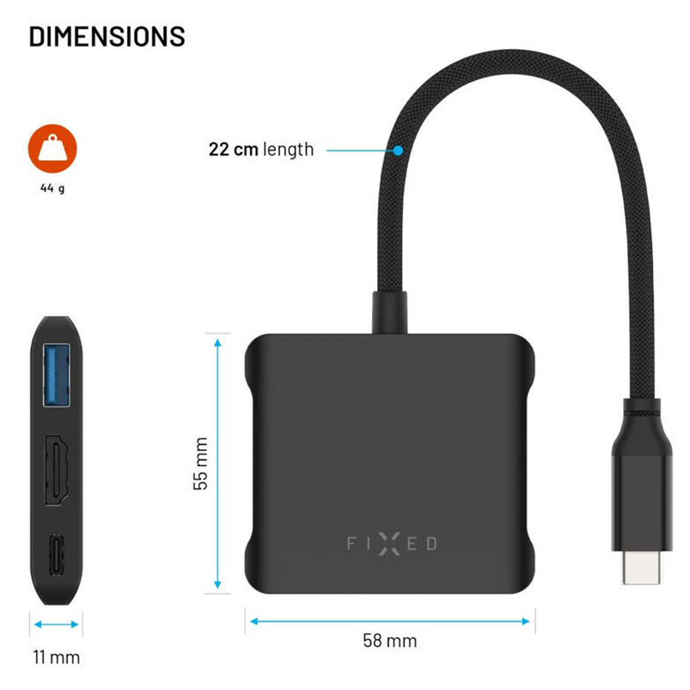 Fixed Quadri USB-C Hub, 5in1, Black