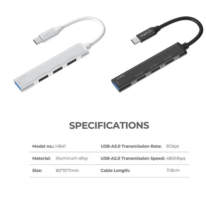 Hub USB-C HAVIT HB41, 4in1, Hopea