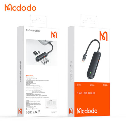 USB-C McDodo HU-1430 Star -hubi, 5in1, Musta