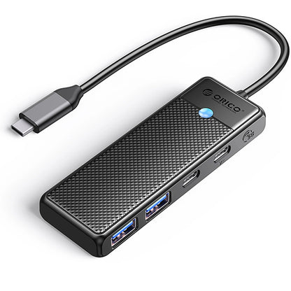 Hub USB-C Orico PAPW2AC-C3, 2 x USB-A 3.0 - 2 x USB-C, Musta