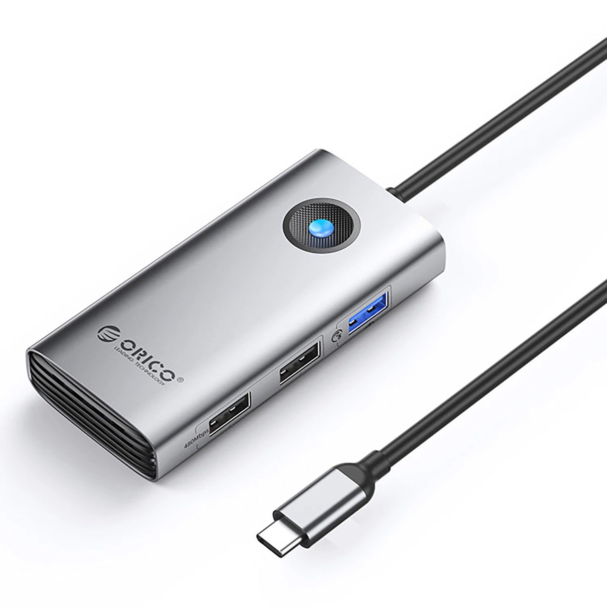 USB-C-keskitin Orico PW11-5P, 1 x USB-A 3.0 - 2 x USB-A - 1 x USB-C - 1 x HDMI, Harmaa