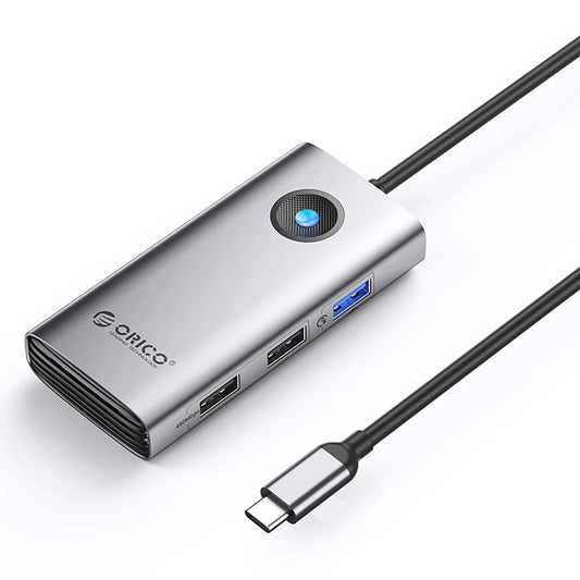 Orico PW11-5P USB-C Hub, 1 x USB-A 3.0 - 2 x USB-A - 1 x USB-C - 1 x HDMI, Gray