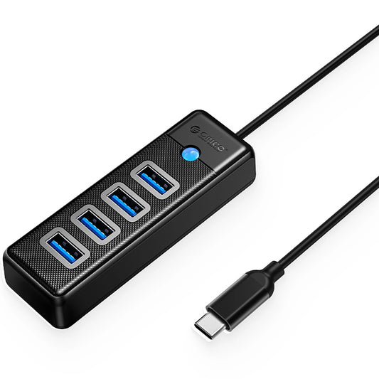 Hub USB-C Orico PW4U-C3, 4 x USB-A 3.0, Musta