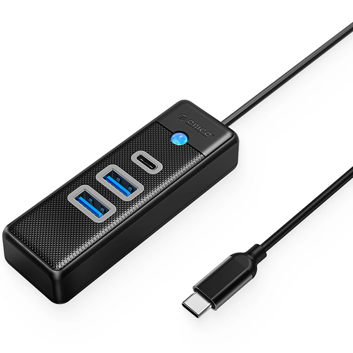 Orico PWC2U-C3 USB-C -keskitin, 2 x USB-A 3.0 - 1 x USB-C, Musta