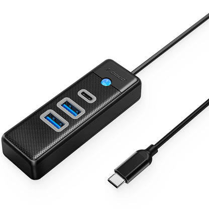 Orico PWC2U-C3 USB-C -keskitin, 2 x USB-A 3.0 - 1 x USB-C, Musta